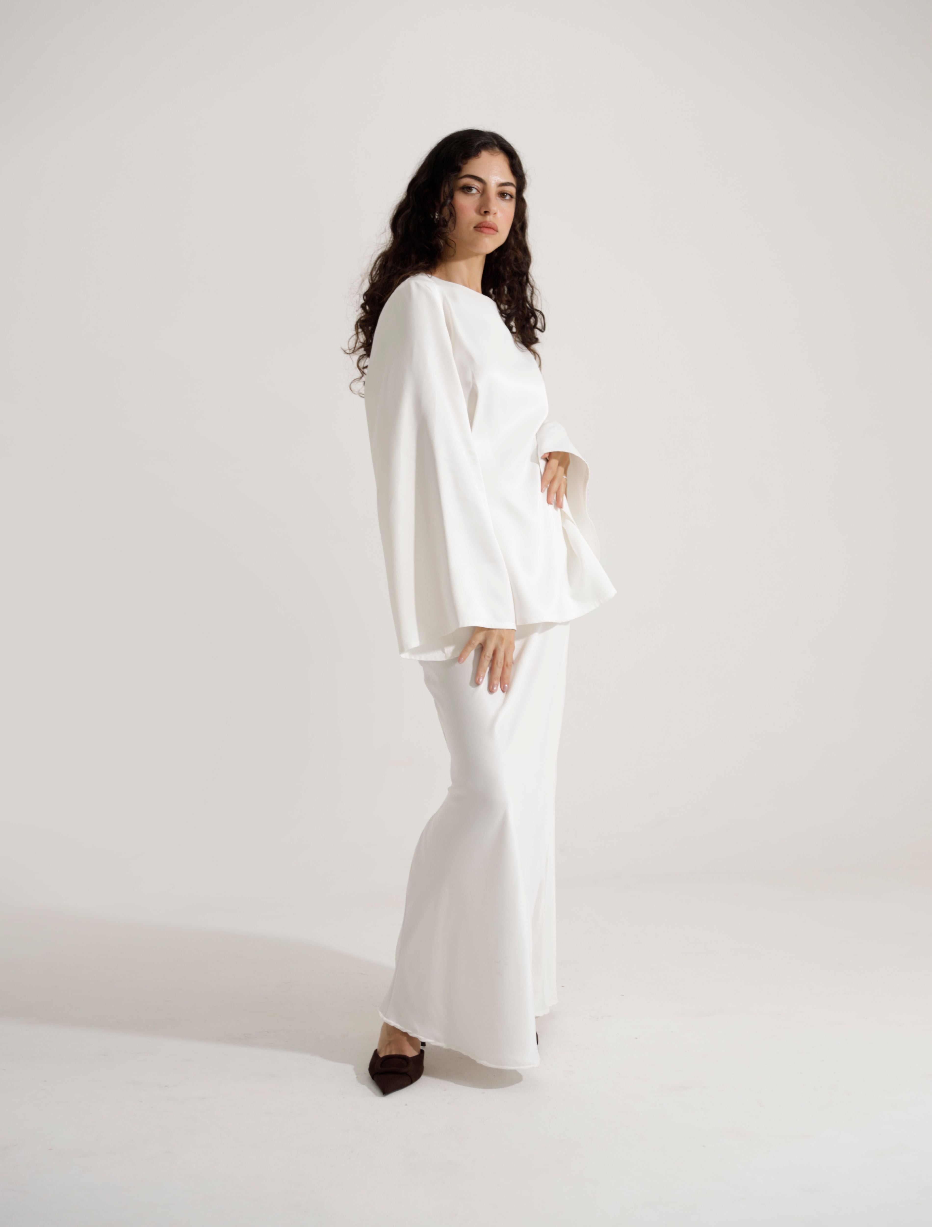 WHITE SATIN SET